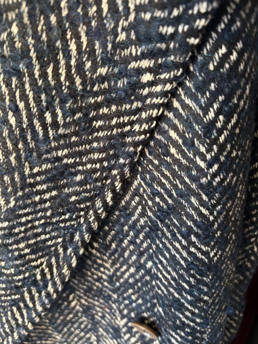 Eleventy Women's Navy & White Herringbone Wool-Blend Coat - Picture 7 of 7